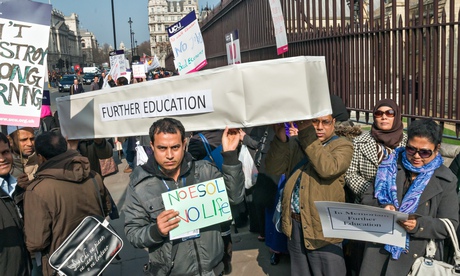 Protest over cuts to adult education budget