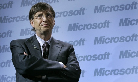 Microsoft founder Bill Gates pauses during the discussion 