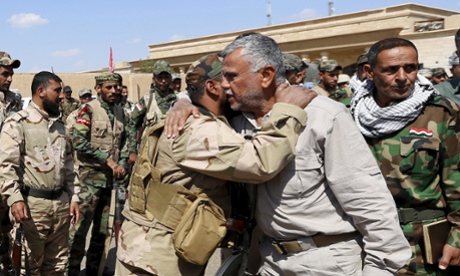 Shia militia leader Hadi al-Amiri visits Ouja, on the southern outskirts of Tikrit
