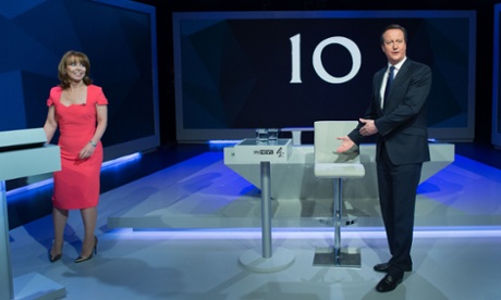 Prime minister David Cameron takes part in a ‘town hall’ Q&A moderated by Kay Burley.