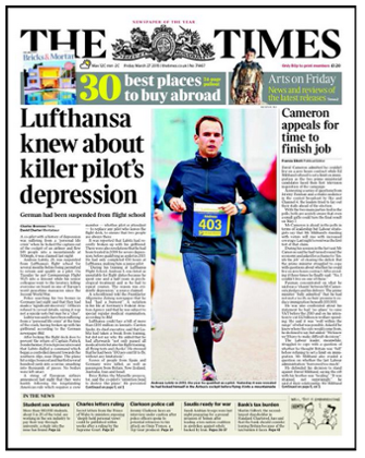 The Times front page.