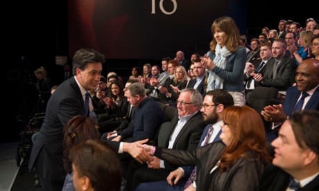 Ed Miliband shakes hands with audience members at the televised Q&A