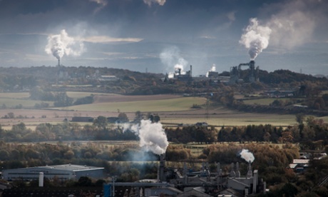Looking east from Stirling, steam and smoke rise from the factories of the Forth valley.