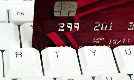 A credit card on a keyboard