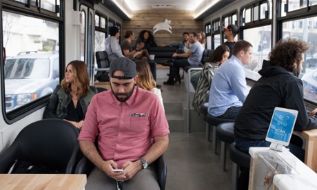 San Francisco’s new private bus transports juice-thirsty start-up commuters to tech-town.