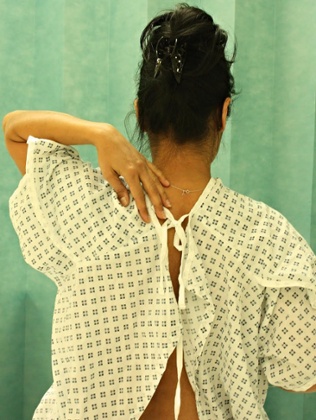 The hospital gown at UCLH that patients are helping to redesign.
