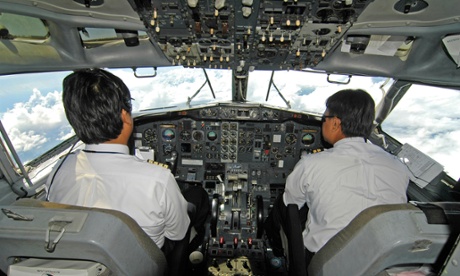 Pilots in mid-flight.