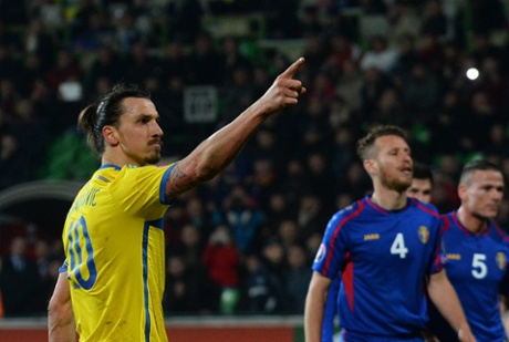 Zlatan celebrates.