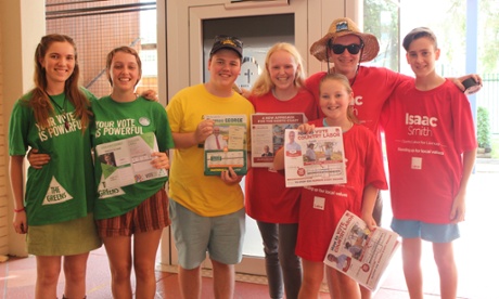 Kids from the Trinity Catholic College in Lismore, helping on respective party booths.