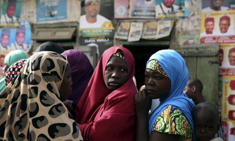 Women queue to vote in the city of Kano in northern Nigeria