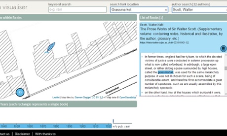 A search on the Lit Long:Edinburgh map