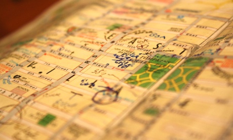 A page from Paul Owen's copy of the New York Mapguide by Michael Middleditch.