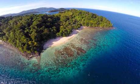 Aerial of Bangka Island before mining development began