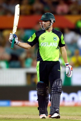 Ireland's Andrew Balbirnie celebrates reaching his fifty.