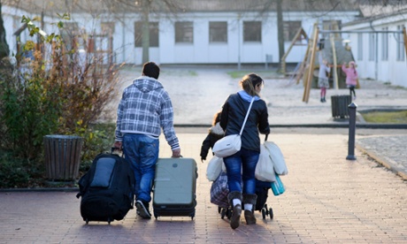 Syrian refugees arrive at a refugee centre in Friedland, Germany in 2013.