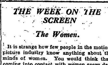 CA Lejeune's The Week on the Screen: The Women (16 January 1926). Read the full column here.