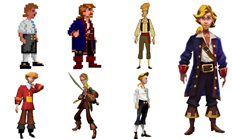 The evolution of Guybrush Threepwood from the Monkey Island series.