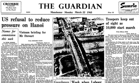 Troopers out of sight as Freedom March from Selma to Montgomery begins, the Guardian 22 March 1965