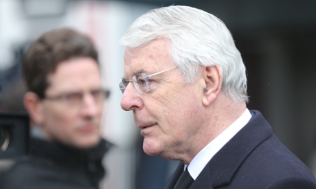 Sir John Major outside the Sakharov Museum and Public Center ahead of the funeral of Boris Nemtsov.