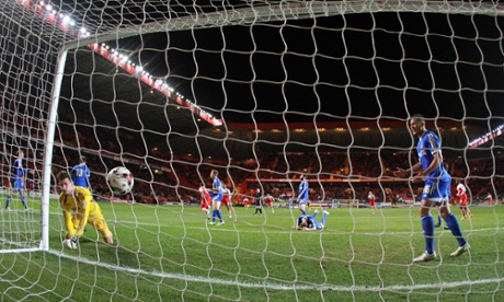 Dejected Forest players after Charlton Athletic's Frederic Bulot scored their second.