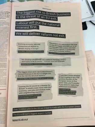 Labour advert in FT