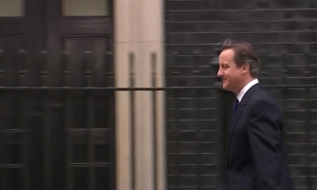 David Cameron leaving Number 10 to see the Queen
