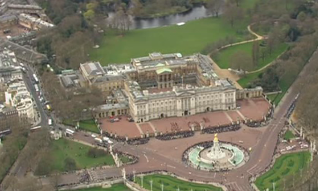 Aerial view of Buckingham Palace.