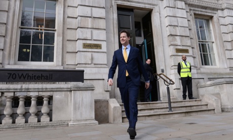 Nick Clegg leaves the cabinet office for Buckingham Palace.
