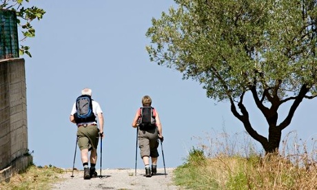 Man and woman walking