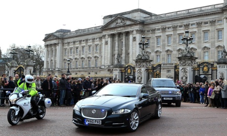 After a private audience with the Queen, David Cameron is driven from Buckingham Palace to 10 Downing Street.