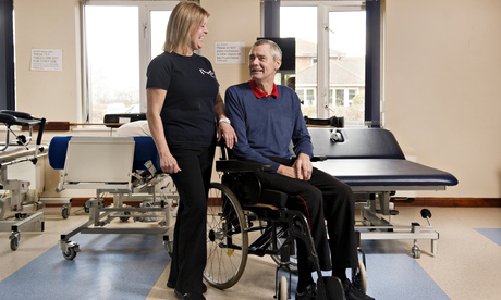 Paul Luscombe with his physiotherapist Joanna Lawrance in Dartford, Kent 