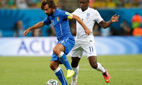 Andrea Pirlo vies with Danny Welbeck during the England v Italy match at last summer's World Cup.