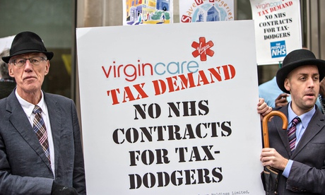 Protest against Virgin Care's use of tax havens