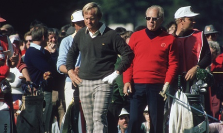 American golfer Jack Nicklaus and former US president Gerald Ford at the Bob Hope Classic Golf Tournament on Pebble Beach, California, circa 1980.