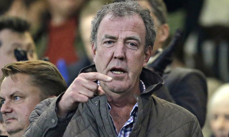 Jeremy Clarkson gestures at a football match