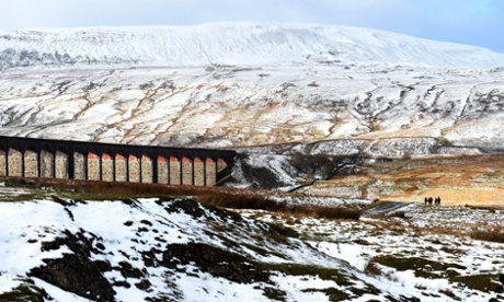 Walkers at Ribblehead Viaduct, in North Yorkshire, in January.