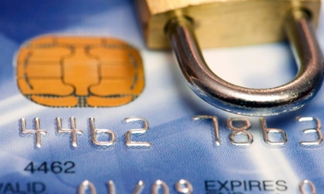 Padlock and credit card