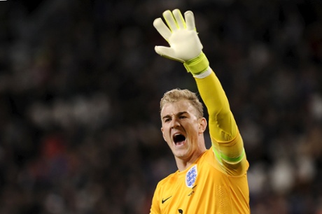 England's goalkeeper Joe Hart isn't happy with his defence after having been called in to action.