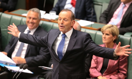 Tony Abbott during question time in the House of Representatives this afternoon.