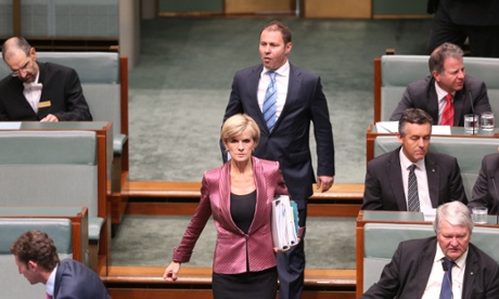 Foreign minister Julie Bishop arrives for question time.