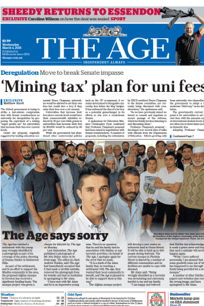 The front page of today's Age. 