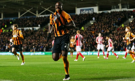 Dame N'Doye celebrates scoring in Hull's draw with Sunderland.