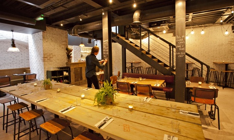 The bench tables at Blacklock restaurant, Soho