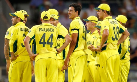 Mitchell Starc celebrates a wicket earlier