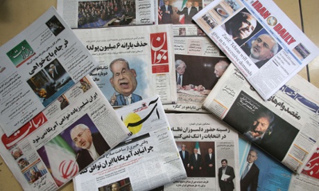 Front pages of Iranian newspapers on Wednesday.