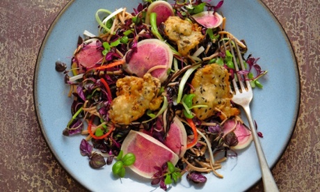 Yotam Ottolenghi's crisp oysters with soba noodles and mixed cress