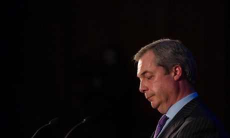 Nigel Farage addresses supporters and journalists in London.