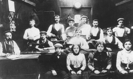 A Jewish tailoring workshop in the East End, c1910. Photograph: Heritage Images/Getty Images