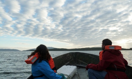 An evening return to Shuna on the ex-military assault craft provided with the cottage.