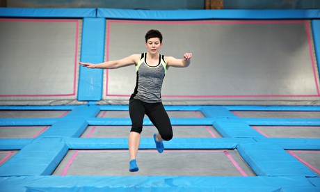 Rachel Dixon trampolining at AirHop, Guildford.